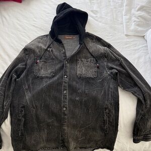 Charcoal Hooded Denim Jacket